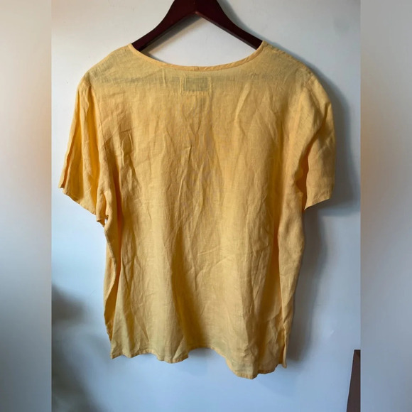 Rare FLAX|| Linen Canary Yellow Set. Short sleeve shirt and Jacket w/buttons  Sm - Picture 8 of 10